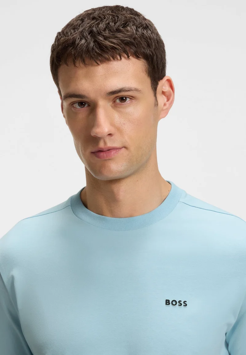 BOSS Regular-fit T-shirt in stretch cotton with contrast logo