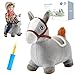 UBRAVOO Hopper Toy 2 Year Old Boy Toddler Plush Bounce Animals Ride on Bouncing Plush Inflatable Horse Outdoor Indoor Hopping Horse Bouncer Birthday Gifts for 18m 5 Years Old Kid Gray - Image 2
