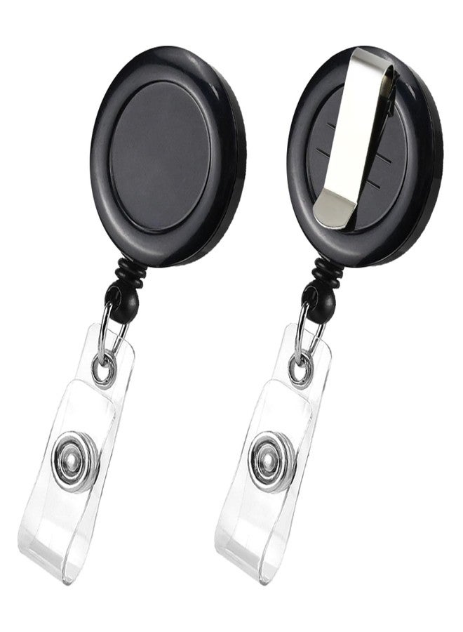 koorito 50 Pack Retractable Name Badge Holder Reel with Belt Clip Badge Reel Retractable for Teachers, Students, Office Workers (Black) - Image 1