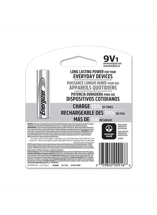 Energizer - NH22BP ACCU 9-Volt Rechargeable Battery - Image 1