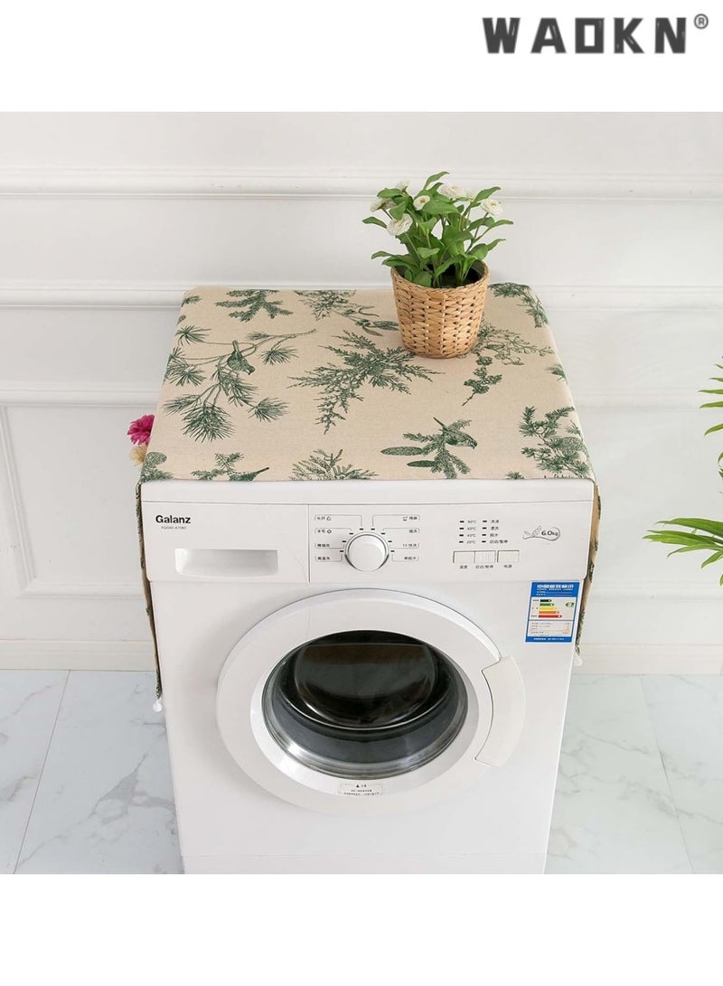 WAOKN Universal 51"x 22" Washer Dryer Top Covers, Cotton Anti-Slip Fridge Dust Proof Cover, Washing Machine Top Cover with 6 Storage Pockets, Dryer Top Protector Mat for Kitchen Bathroom Home - Image 2