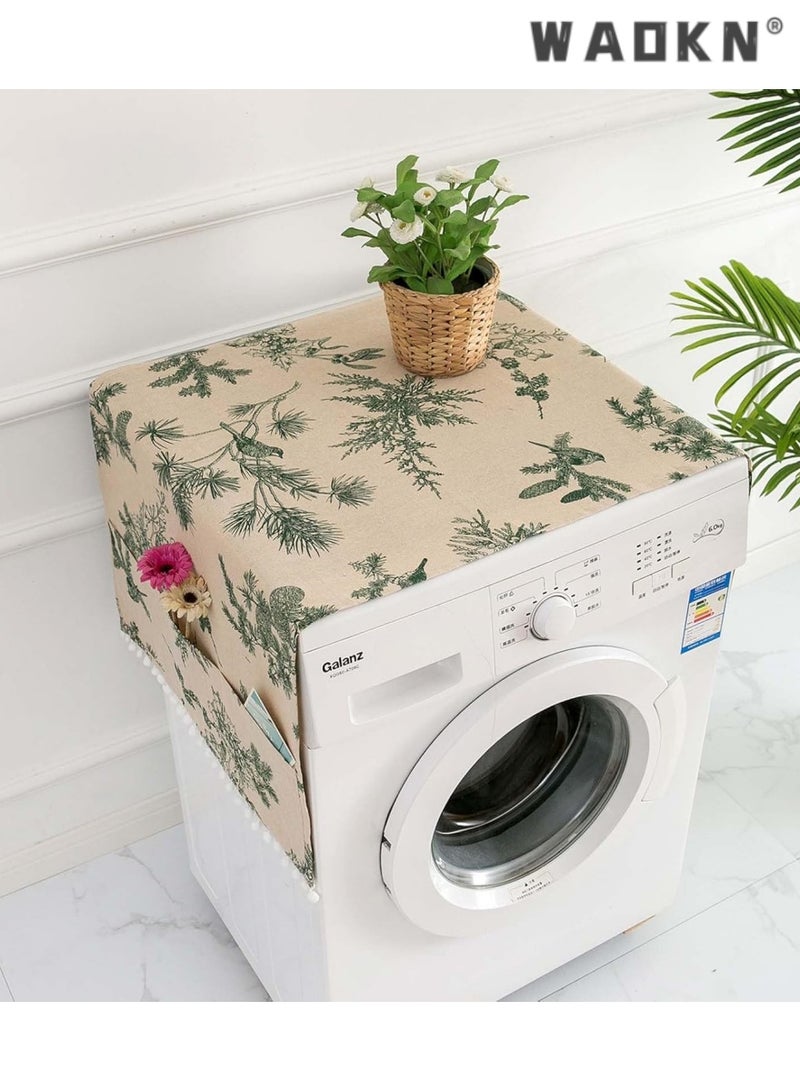 WAOKN Universal 51"x 22" Washer Dryer Top Covers, Cotton Anti-Slip Fridge Dust Proof Cover, Washing Machine Top Cover with 6 Storage Pockets, Dryer Top Protector Mat for Kitchen Bathroom Home - Image 4