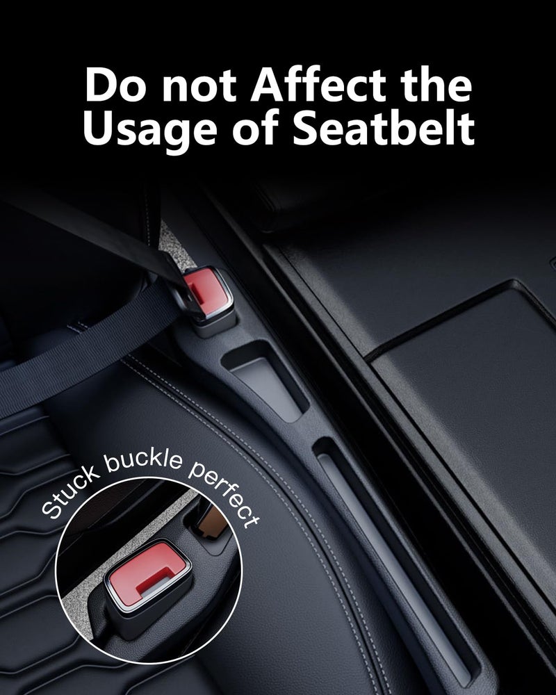 FOLUMAD Car Seat Gap Filler 2 Pack, Soft Foam Multifunctional Seat Side Gap Filler with Organizer, 2 in 1 Seat Crevice Blocker Stop Things from Dropping, Universal Vehicle Interior Accessories Black - Image 4