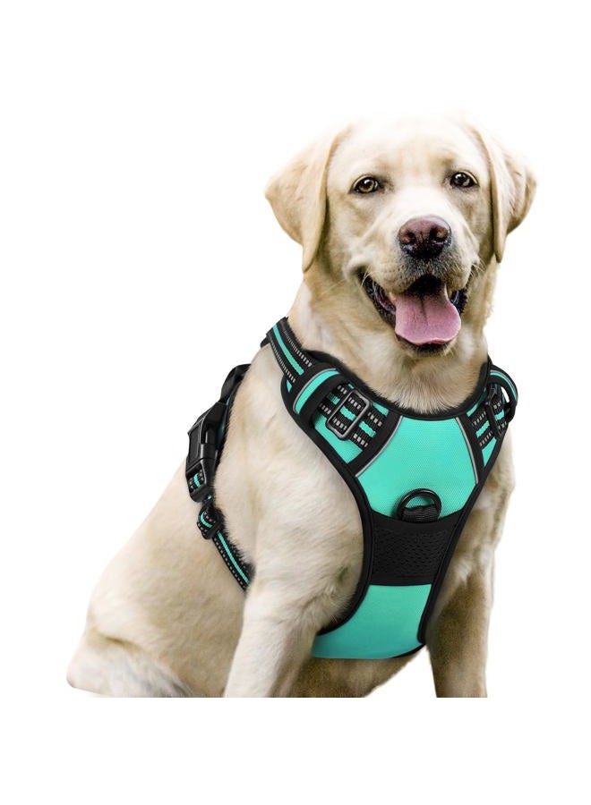Rabbitgoo Dog Harness No Pull with 2 Leash Clips, Adjustable Soft Padded, Reflective Oxford No Choke Pet Vest with Easy Control Handle for Large Dogs, Turquoise, L - Image 1
