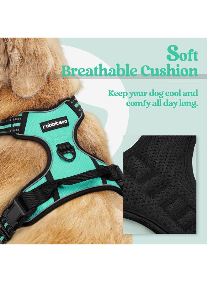 Rabbitgoo Dog Harness No Pull with 2 Leash Clips, Adjustable Soft Padded, Reflective Oxford No Choke Pet Vest with Easy Control Handle for Large Dogs, Turquoise, L - Image 3
