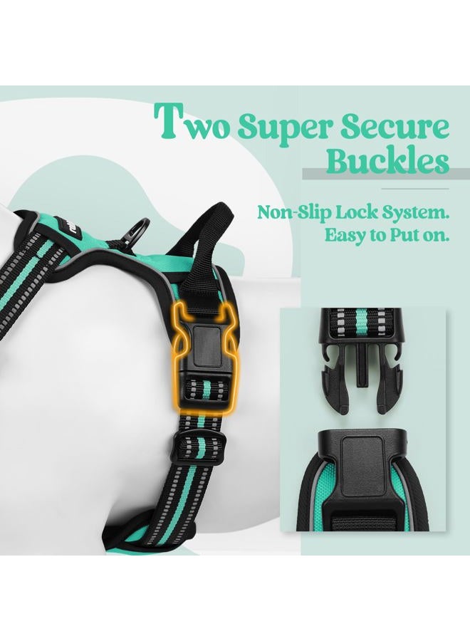 Rabbitgoo Dog Harness No Pull with 2 Leash Clips, Adjustable Soft Padded, Reflective Oxford No Choke Pet Vest with Easy Control Handle for Large Dogs, Turquoise, L - Image 4