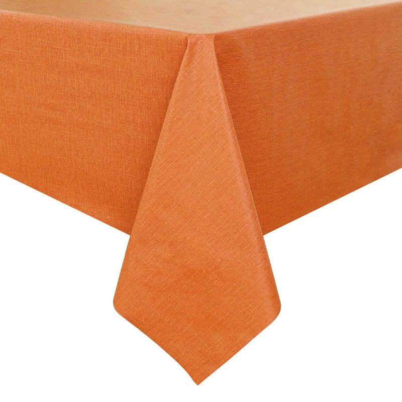 Romanstile Halloween 100% Waterproof PVC Tablecloth  Rectangle Oil Spill Proof Stain Resistant Vinyl Table Cloth  Wipe Clean Plastic Table Covers for Kitchen/Dining/Parties - 60 x 102 Inch  Orange - Image 1