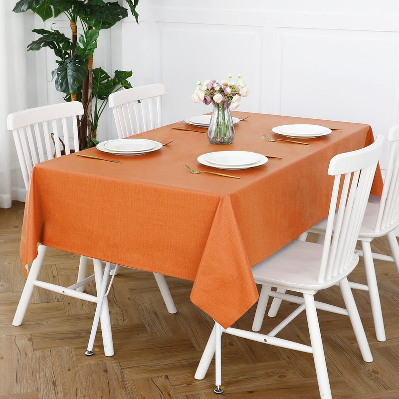 Romanstile Halloween 100% Waterproof PVC Tablecloth  Rectangle Oil Spill Proof Stain Resistant Vinyl Table Cloth  Wipe Clean Plastic Table Covers for Kitchen/Dining/Parties - 60 x 102 Inch  Orange - Image 3