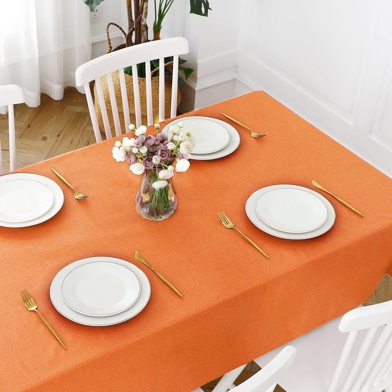 Romanstile Halloween 100% Waterproof PVC Tablecloth  Rectangle Oil Spill Proof Stain Resistant Vinyl Table Cloth  Wipe Clean Plastic Table Covers for Kitchen/Dining/Parties - 60 x 102 Inch  Orange - Image 5