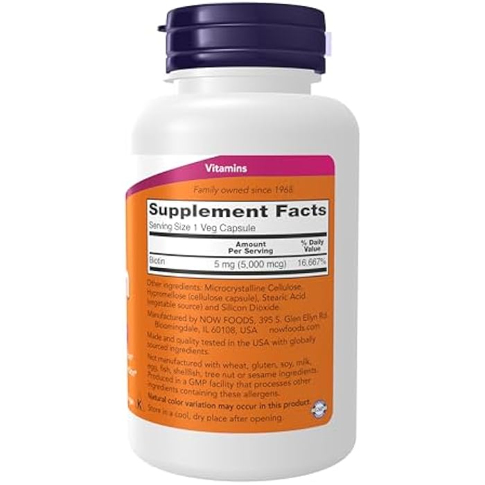 now Supplements, Biotin 5,000 mcg, Amino Acid Metabolism*, Energy Production*, 120 Veg Capsules - Image 2