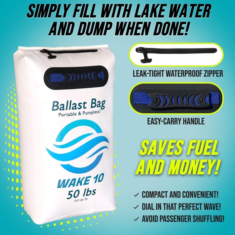 WAKE 10 Boat Ballast Bag - Portable and Pumpless - 50 lb. - Wakesurfing and Wakeboarding - Image 3