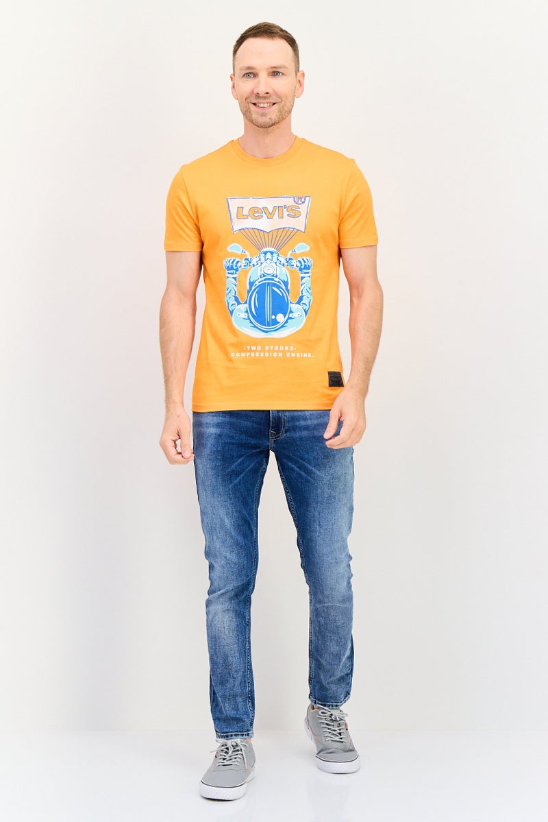 Levi's تي شيرت رجالي بأكمام قصيرة وياقة دائرية، برتقالي داكن - Image 4