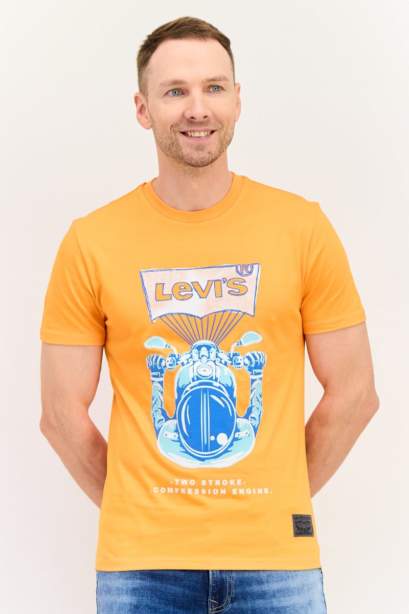 Levi's تي شيرت رجالي بأكمام قصيرة وياقة دائرية، برتقالي داكن - Image 1