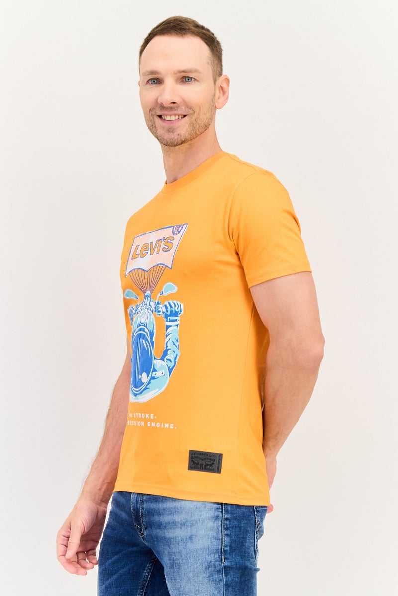 Levi's تي شيرت رجالي بأكمام قصيرة وياقة دائرية، برتقالي داكن - Image 2