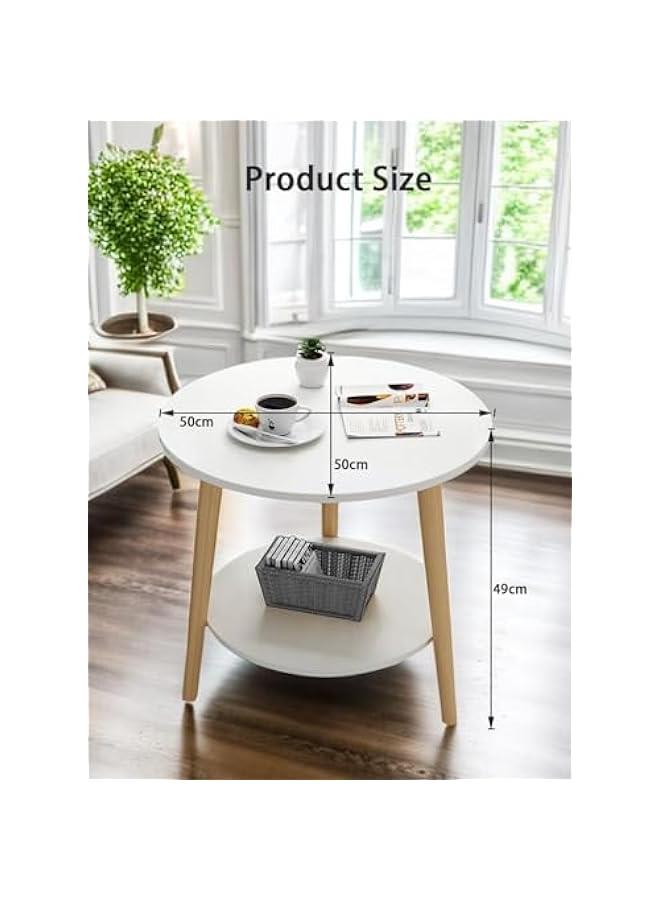 MIXDE Coffee Table, 2-Layer End Table With Storage 50CM,Sturdy And Easy To Install Group Living Room, Bedroom, Bedside Coffee Table, Home Decoration - Image 2