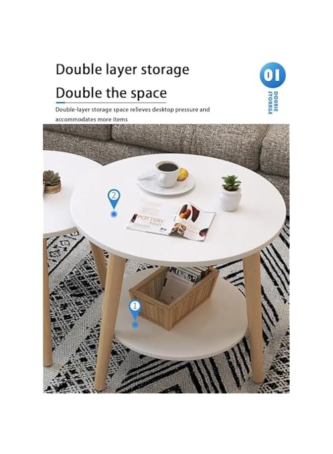 MIXDE Coffee Table, 2-Layer End Table With Storage 50CM,Sturdy And Easy To Install Group Living Room, Bedroom, Bedside Coffee Table, Home Decoration - Image 3