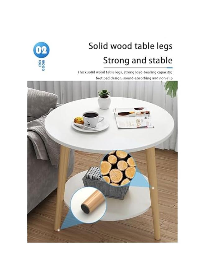 MIXDE Coffee Table, 2-Layer End Table With Storage 50CM,Sturdy And Easy To Install Group Living Room, Bedroom, Bedside Coffee Table, Home Decoration - Image 4