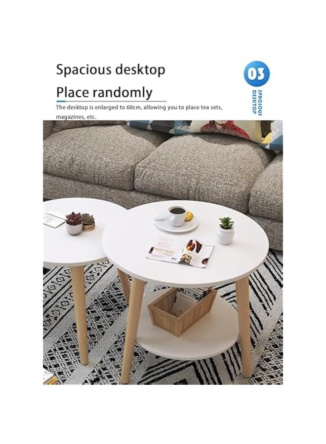 MIXDE Coffee Table, 2-Layer End Table With Storage 50CM,Sturdy And Easy To Install Group Living Room, Bedroom, Bedside Coffee Table, Home Decoration - Image 5