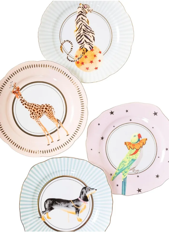 ايفون الين Yvonne Ellen Set of 4 Animal Tea Plates 16Cm - Animals