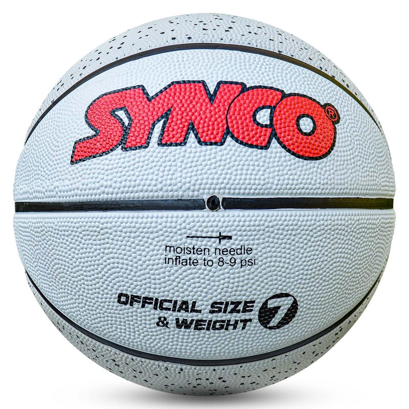 synco Culture Basketball Size-7 | Men Official Size | Moulded Technology | 8 Panel | Suitable for Indoor & Outdoor Games (White Gray) - Image 2