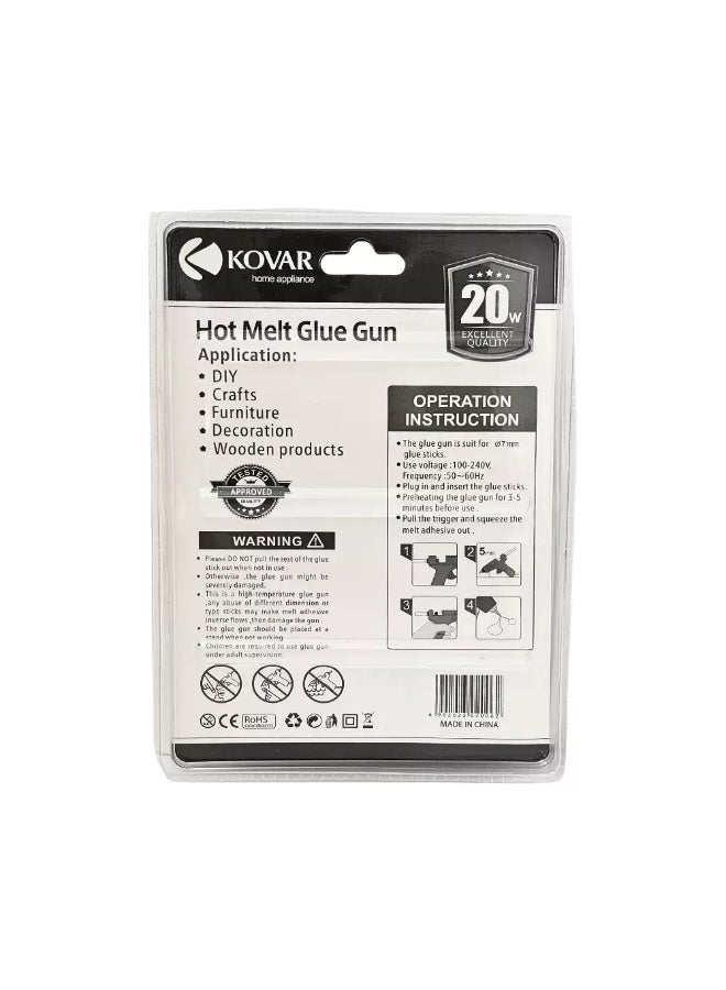 Kovar Mini Hot Melt Glue Gun With Two 7mm Glue Stick 20Watt For Quick Repairs- Yellow Color - Image 2