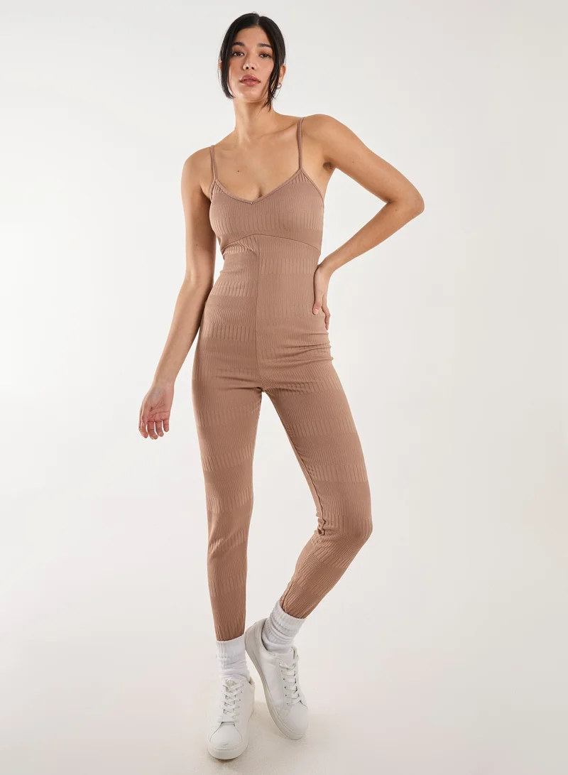Ribbed Bodycon Unitard All in One