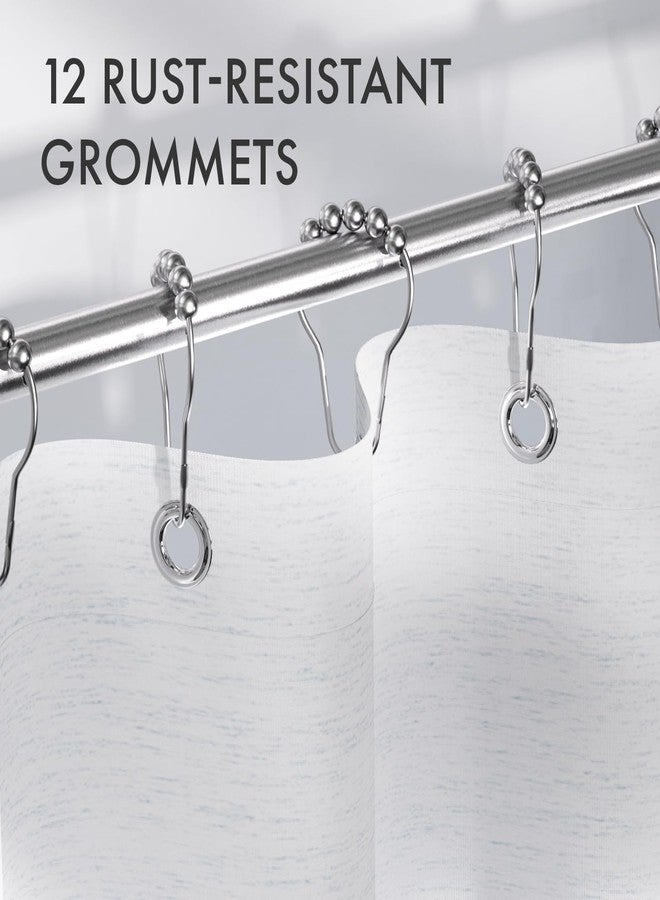 AmazerBath Shower Curtain Blue, Washable Cloth Ombre Shower Curtain Sets with 12 Metal Shower Curtain Hooks, Rustic Waterproof Dark Sea Blue Farmhouse Shower Curtains for Bathroom Decor, 72x72 Inches - Image 5