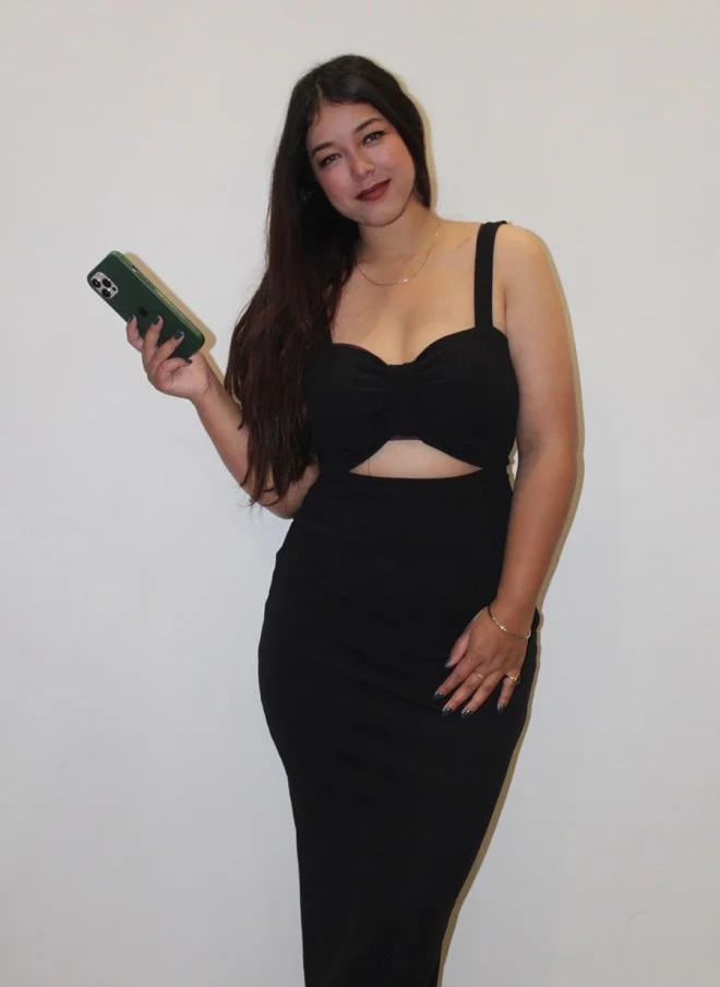 ساسافراس Black Sheath Midi Dress for Women