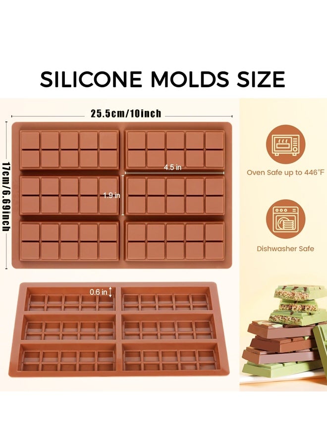 2PCS Non-Stick Silicone Chocolate Molds, Dubai Deep Chocolate Bar Mold for Milk Pistachio - Image 2