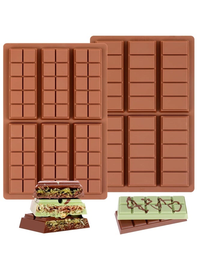2PCS Non-Stick Silicone Chocolate Molds, Dubai Deep Chocolate Bar Mold for Milk Pistachio - Image 1