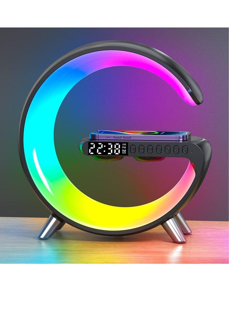 ELTRAZONE Smart Bluetooth Speaker Wireless Phone Charger LED Light, Multifunctional RGB Night Light and Charging Station, Smart Sounder Alarm Clock for Bedroom Smart Desk Lamp Control with App  - Image 1