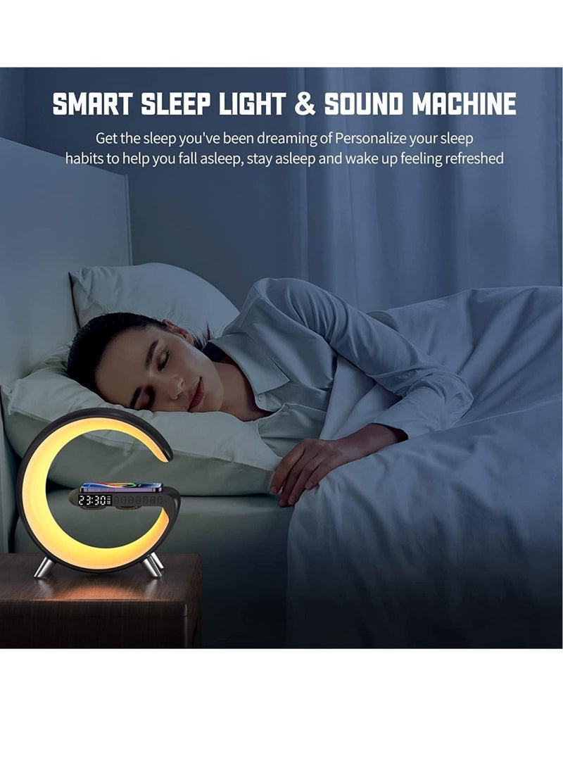 ELTRAZONE Smart Bluetooth Speaker Wireless Phone Charger LED Light, Multifunctional RGB Night Light and Charging Station, Smart Sounder Alarm Clock for Bedroom Smart Desk Lamp Control with App  - Image 2