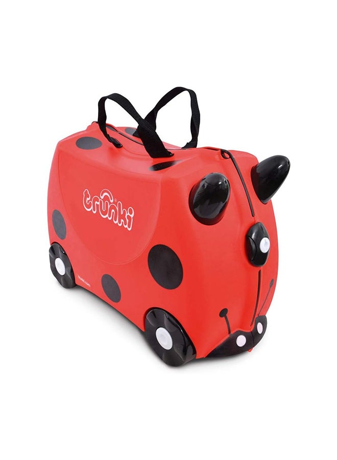 Trunki Harley Ladybug Red Kids Ride-On Suitcase, Carry-On Cabin Luggage with Wheels, Tow Strap and Spacious Travel Storage for Children - Image 1