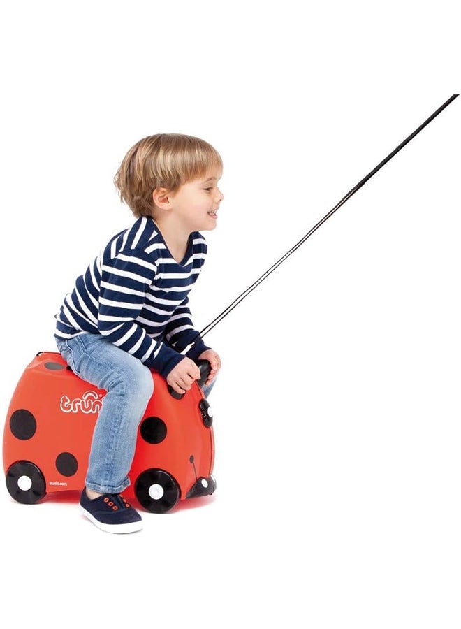 Trunki Harley Ladybug Red Kids Ride-On Suitcase, Carry-On Cabin Luggage with Wheels, Tow Strap and Spacious Travel Storage for Children - Image 4