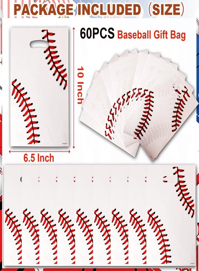 HEPAPATE 60Pcs Baseball Treat Candy Bags, Baseball Goodie Bag,Baseball Party Favors Bags, Baseball Theme Gift Bag for Kids Birthday Party Decorations - Image 2