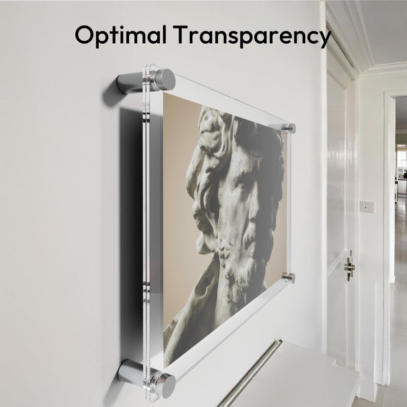 NIUBEE Clear Acrylic Wall Mount Floating Frameless Picture Frame Up to 16x20 Photo for Poster Photography FramesDouble PanelFull Frame is 185x225 inch - Image 5