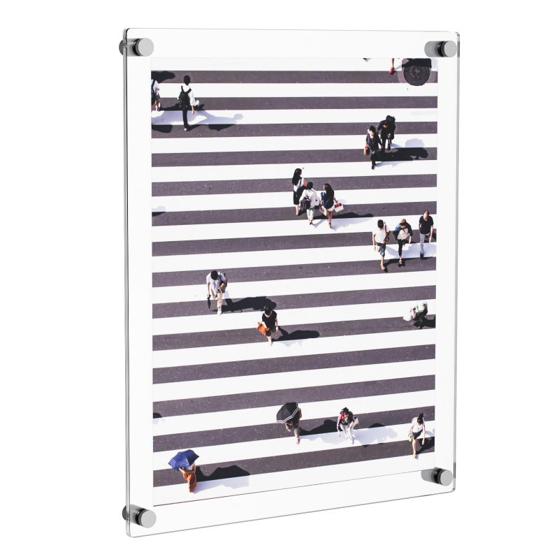 NIUBEE Clear Acrylic Wall Mount Floating Frameless Picture Frame Up to 16x20 Photo for Poster Photography FramesDouble PanelFull Frame is 185x225 inch - Image 1