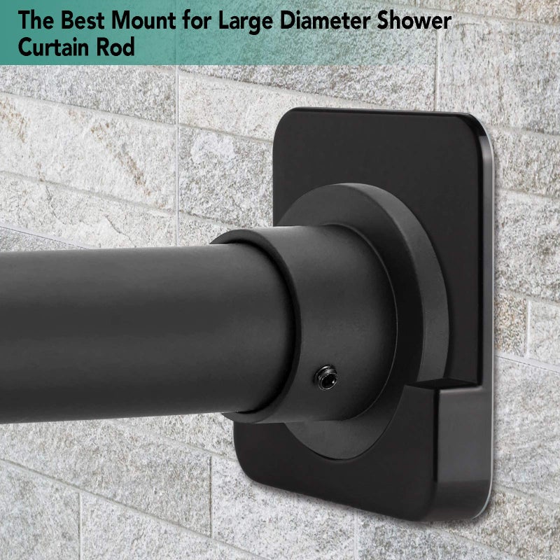 CANRAY Black Shower Curtain Rod Holder for Wall Mount | Adhesive Shower Tension Rod Retainer for Tile | No Drilling | Stick On | 2 Pack, (Shower Curtain Rod Not Included) - Image 5