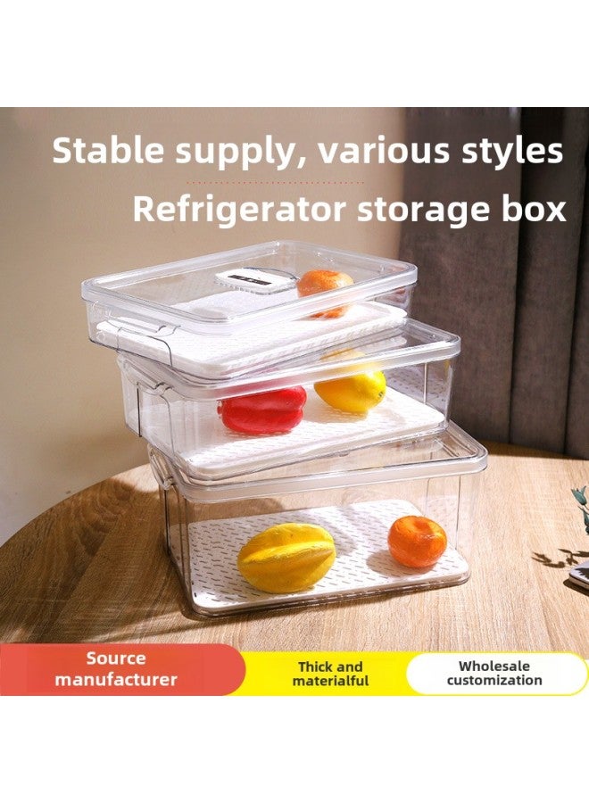 Refrigerator Storage Preservation Box Transparent Household Drain Preservation Box Refrigerator Special Refrigeration Food Grade Storage With Lid-Specifications:Narrow Body Small Size  - Image 2