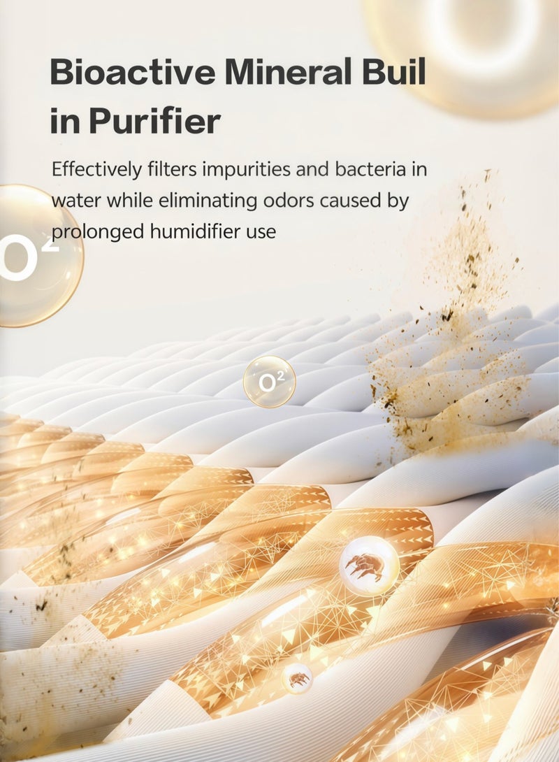 9L Large Capacity Humidifier for Large Rooms and Bedrooms, Ultrasonic Cool Mist Technology with Top-Fill Design, Operates up to 52 Hours, UV Sterilization and Impurity Filtration, 3 Adjustable Mist Levels, 360° Rotating Nozzle, Ideal for Babies, Home, and Office Use, Features LED Temperature and Humidity Display, White. - Image 5