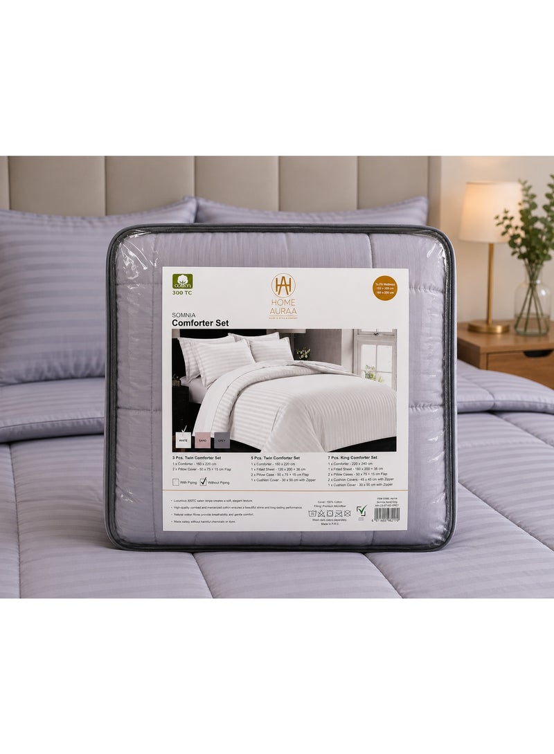 Home Auraa Premium AC Quilt Set | Queen Size 160 x 200 cm | 3-Piece Bedding Set | 100% Cotton | 300 Thread Count | 1 Quilt + 2 Pillow Covers - Image 2