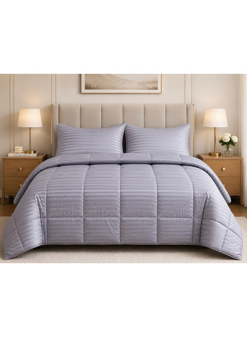 Home Auraa Premium AC Quilt Set | Queen Size 160 x 200 cm | 3-Piece Bedding Set | 100% Cotton | 300 Thread Count | 1 Quilt + 2 Pillow Covers - Image 1