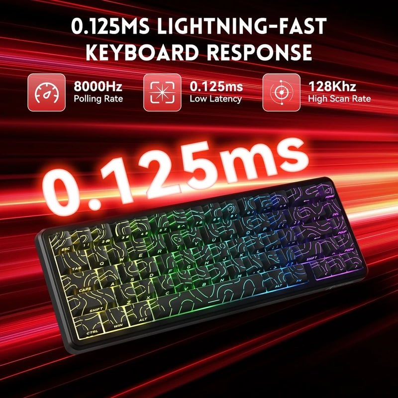 Attack Shark X65 HE Wired 65% Mechanical Gaming Keyboard, Rapid Trigger Magnetic Switch, Hall Effect, Top Mount, Rgb, Hot Swap - Image 4