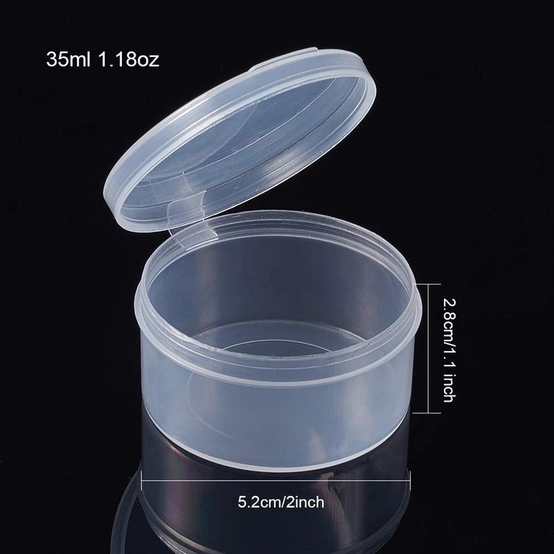BENECREAT 12 Pack Round Clear Plastic Bead Storage Containers Box Case with Flip-Up Lids for Items,Pills,Herbs,Tiny Bead,Jewerlry Findings, and Other Small Items - 2x1 Inches - Image 2