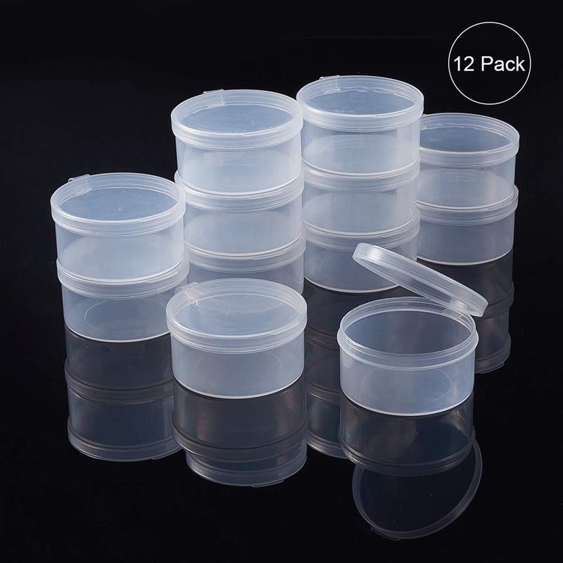 BENECREAT 12 Pack Round Clear Plastic Bead Storage Containers Box Case with Flip-Up Lids for Items,Pills,Herbs,Tiny Bead,Jewerlry Findings, and Other Small Items - 2x1 Inches - Image 4