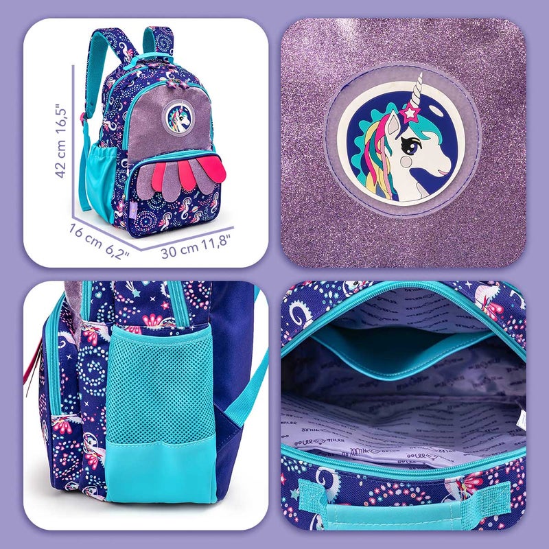 Milk & Moo Kids School Backpack, Ergonomic Design School Bag with 3 Zipper Compartments, Water Bottle Storage Mesh, Compact Lightweight School Bag, Comfortable Fit, School Bookbag for Boys Girls - Image 5