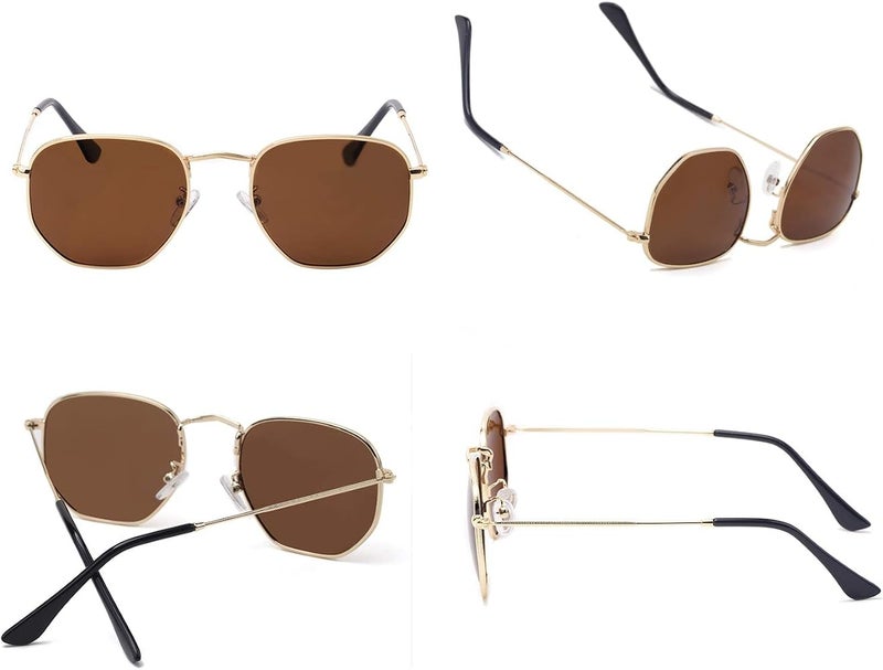 Htms Hipster Hexagonal Polarized Sunglasses Men Women Geometric Square Small Vintage Metal Frame Retro Shade Glasses - Image 4