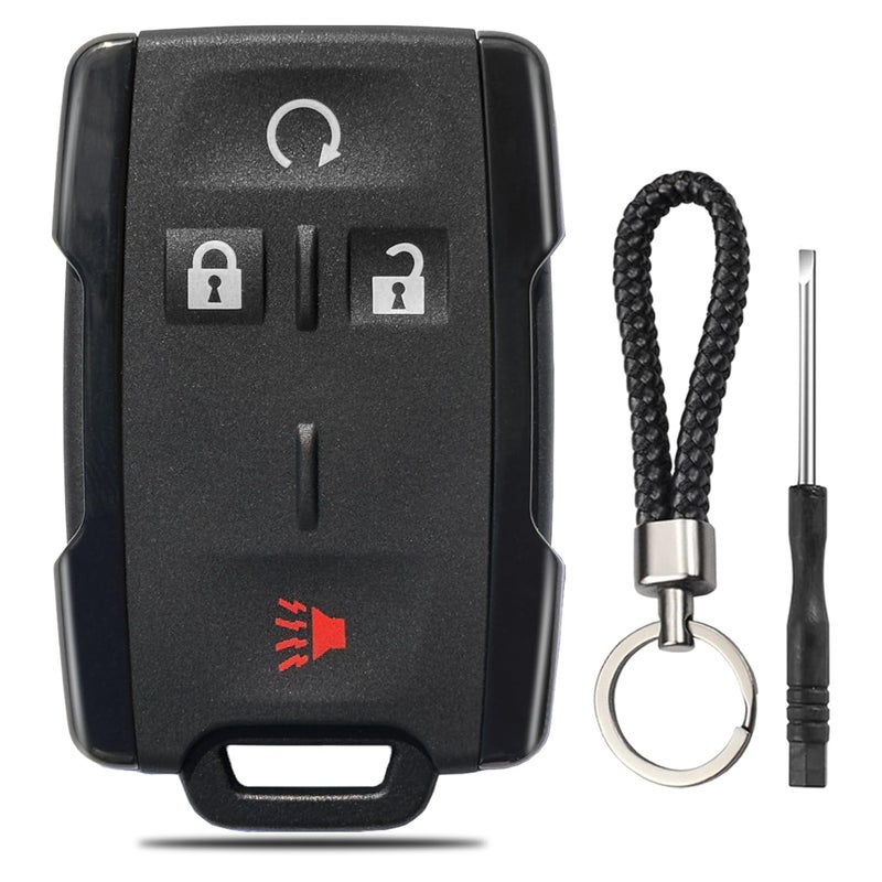 JJCHQ Key Fob Case for Chevy Silverado 1500 2500 3500 HD Colorado GMC Sierra Canyon 2021 2020 2019 2018 2017 2016 2015 2014 M3N-32337100 Keyless Entry Remote Key Shell Replacement 4 Button Pad Cover - Black - Image 1