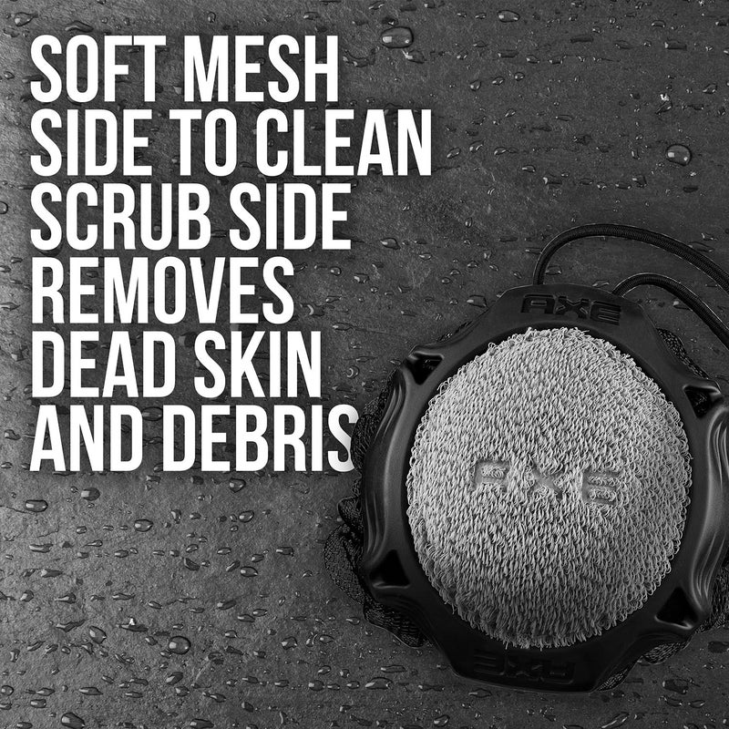AXE Mens Shower Scrubber Tool, 2-Sided Detailer, Gray Color, Mesh Side for Lathering, Exfoliator for Smoothing Dry, Rough Skin - Image 3