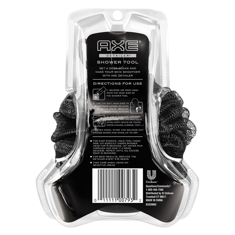 AXE Mens Shower Scrubber Tool, 2-Sided Detailer, Gray Color, Mesh Side for Lathering, Exfoliator for Smoothing Dry, Rough Skin - Image 2